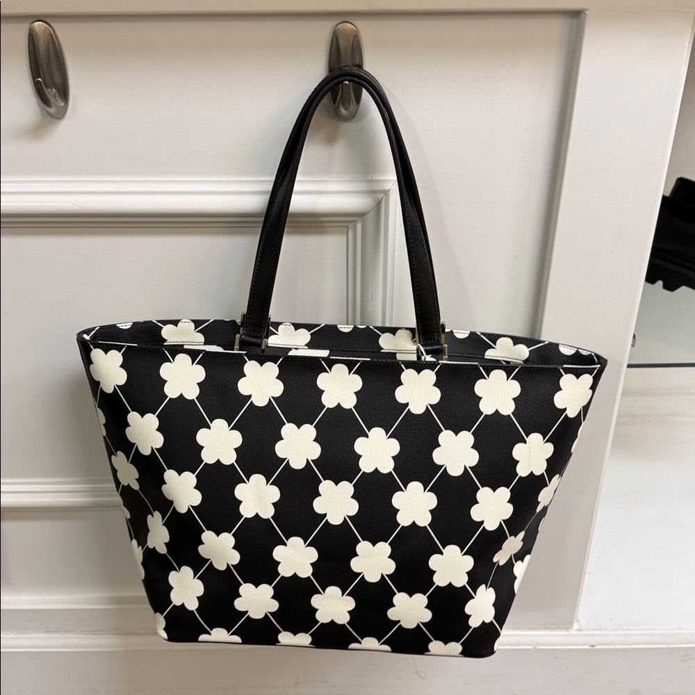 Kate Spade Grant Street Black White Jules Floral Zip Top Tote - Picture 3 of 15